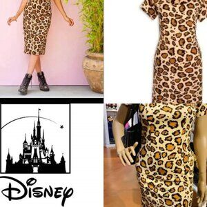 Disney Leopard Print Midi Dress - Tan and Black